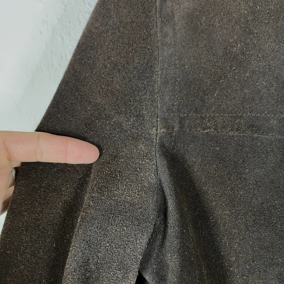 Vintage J.CREW Suede Leather Jacket Mens Small Wool Quilted Lined Overcoat Barn - Picture 3 of 13